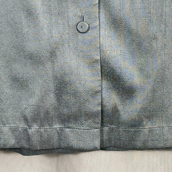 Eileen Fisher Raw Silk Button Down Blouse Gray Easy Fit Short Length Size Small - Picture 9 of 14